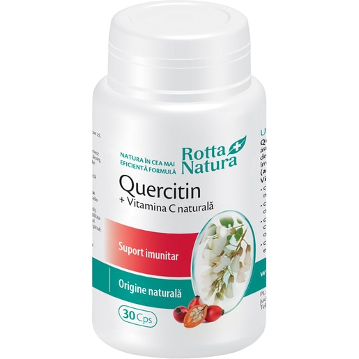 Supliment alimentar Quercitin + Vitamina C naturala, 30 capsule, ROTTA NATURA Supliment alimentar Quercitin + Vitamina C naturala, 30 capsule, ROTTA NATURA
