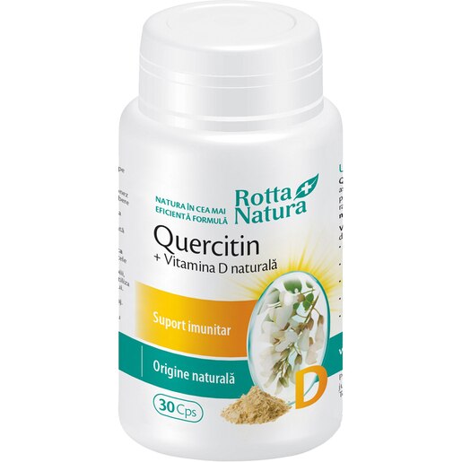 Supliment alimentar Quercitin + Vitamina D naturala, 30 capsule, ROTTA NATURA Supliment alimentar Quercitin + Vitamina D naturala, 30 capsule, ROTTA NATURA