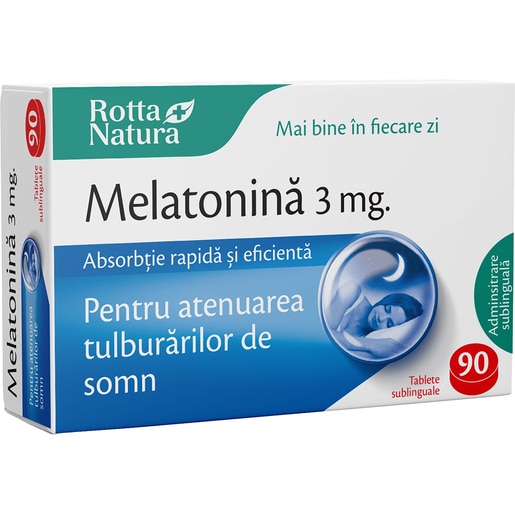 Supliment alimentar Melatonina 3mg, 90 capsule, ROTTA NATURA Supliment alimentar Melatonina 3mg, 90 capsule, ROTTA NATURA