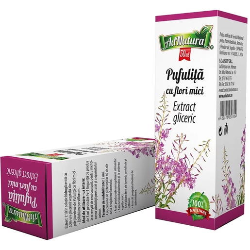 Supliment alimentar Extract Gliceric Pufulita cu flori mici, 50 ml, ADNATURA Supliment alimentar Extract Gliceric Pufulita cu flori mici, 50 ml, ADNATURA