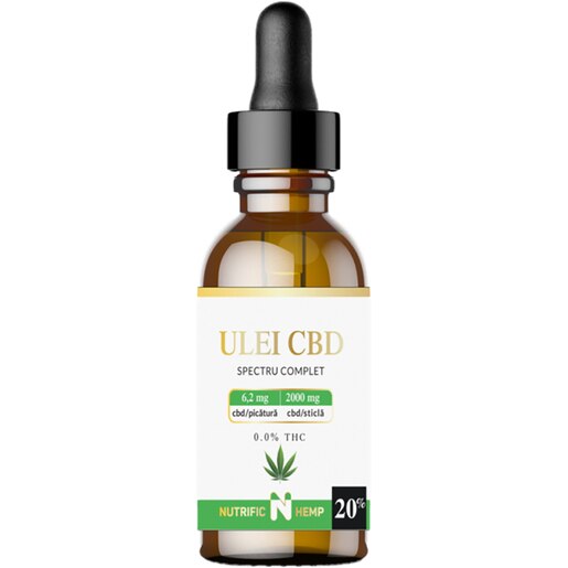 Ulei CBD 20% Spectru Complet, 2000 mg Cannabidiol, 10 ml, NUTRIFIC Ulei CBD 20% Spectru Complet, 2000 mg Cannabidiol, 10 ml, NUTRIFIC