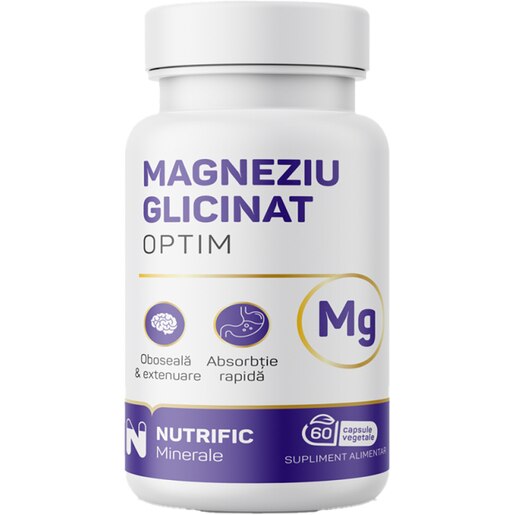 Supliment Magneziu Glicinat Optim, 60 capsule, NUTRIFIC Supliment Magneziu Glicinat Optim, 60 capsule, NUTRIFIC
