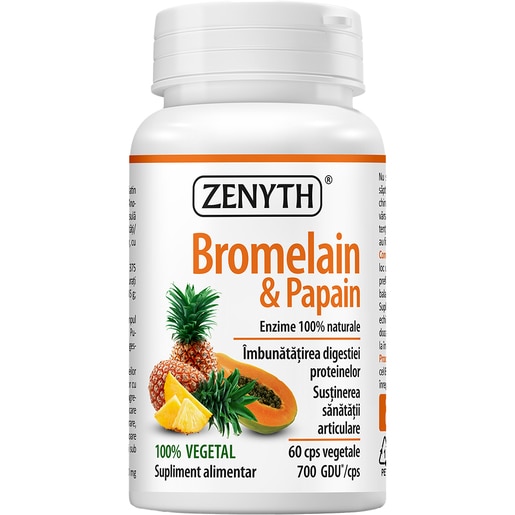 Supliment Bromelain si Papain, 60 capsule, ZENYTH Supliment Bromelain si Papain, 60 capsule, ZENYTH
