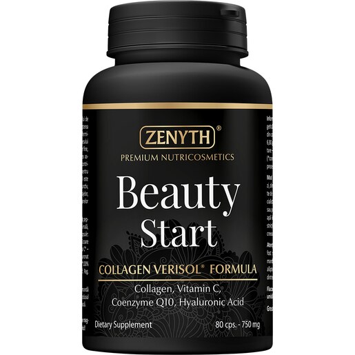 Supliment Beauty Start Colagen + Vit C + Coenzima Q10 + Hialuronat Sodiu, 80 capsule, ZENYTH Supliment Beauty Start Colagen + Vit C + Coenzima Q10 + Hialuronat Sodiu, 80 capsule, ZENYTH