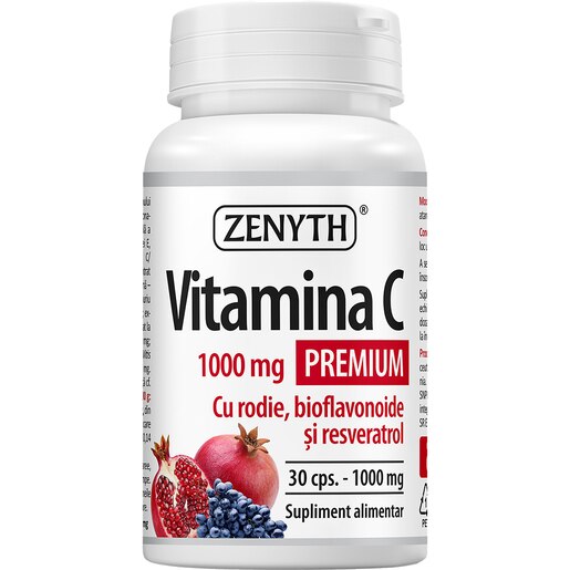 Supliment Vitamina C Premium cu Rodie Bioflavonoide si Resveratrol, 30 capsule, ZENYTH Supliment Vitamina C Premium cu Rodie Bioflavonoide si Resveratrol, 30 capsule, ZENYTH