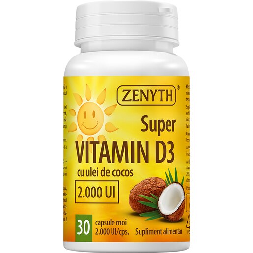 Supliment Super Vitamin D3 2000 UI, 30 capsule, ZENYTH Supliment Super Vitamin D3 2000 UI, 30 capsule, ZENYTH