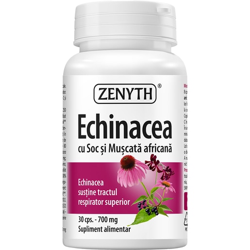 Supliment Echinacea cu Soc si Muscata Africana, 30 capsule, ZENYTH Supliment Echinacea cu Soc si Muscata Africana, 30 capsule, ZENYTH