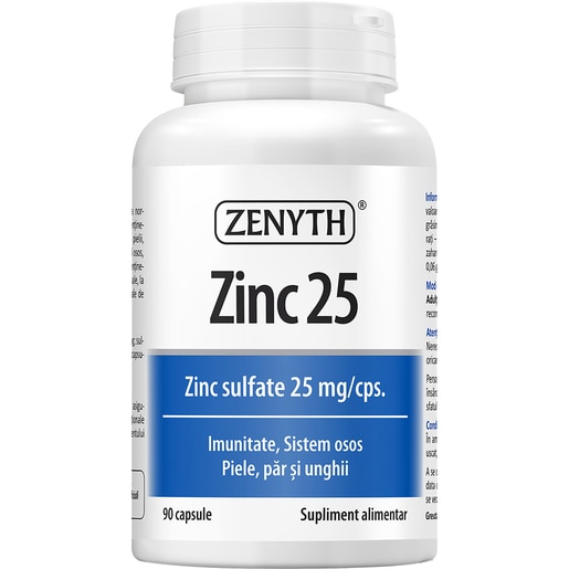 Supliment Zinc 25 mg, 90 capsule, ZENYTH Supliment Zinc 25 mg, 90 capsule, ZENYTH