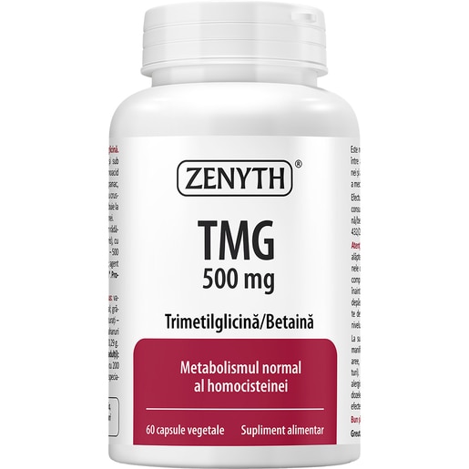 Supliment Tmg (Betaina din Sfecla) 500 mg, 60 capsule, ZENYTH Supliment Tmg (Betaina din Sfecla) 500 mg, 60 capsule, ZENYTH
