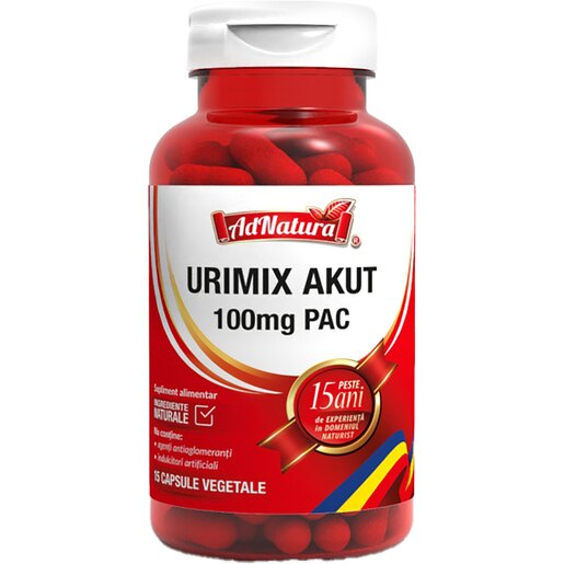 Supliment alimentar Urimix Akut 100mg PAC, 15 capsule, ADNATURA Supliment alimentar Urimix Akut 100mg PAC, 15 capsule, ADNATURA