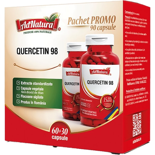 Supliment alimentar Quercetin 98, 60+30 capsule, ADNATURA Supliment alimentar Quercetin 98, 60+30 capsule, ADNATURA
