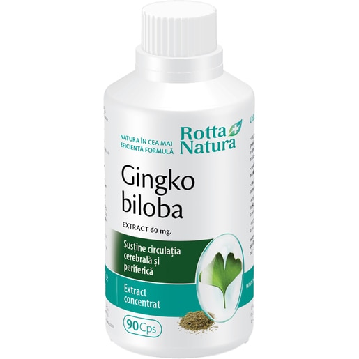 Supliment alimentar Gingko Extract 60mg, 90 capsule, ROTTA NATURA Supliment alimentar Gingko Extract 60mg, 90 capsule, ROTTA NATURA