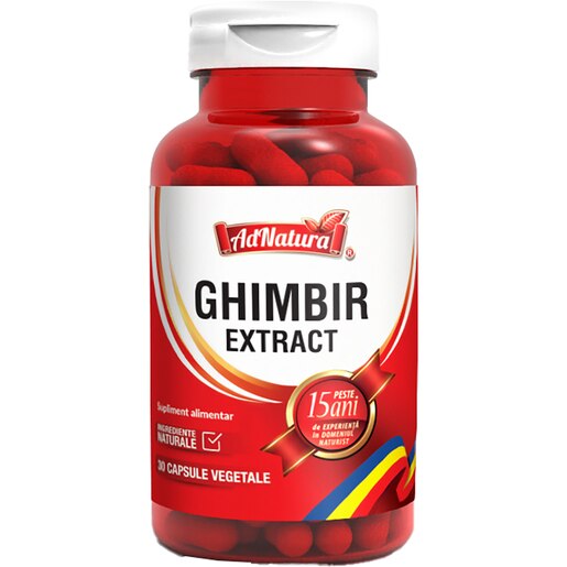 Supliment alimentar Ghimbir Extract, 30 capsule, ADNATURA Supliment alimentar Ghimbir Extract, 30 capsule, ADNATURA