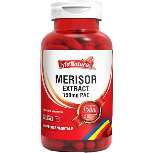Supliment alimentar Merisor Extract 150mg PAC, 30 capsule, ADNATURA Supliment alimentar Merisor Extract 150mg PAC, 30 capsule, ADNATURA