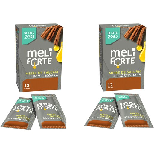 Pachet 2 x Miere de salcam si scortisoara x 12 plicuri, 240 g, MELIFORTE Pachet 2 x Miere de salcam si scortisoara x 12 plicuri, 240 g, MELIFORTE