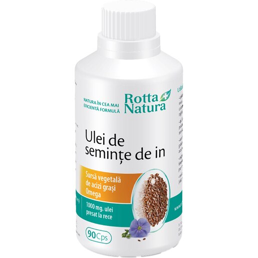 Supliment alimentar Ulei de Seminte de In, 90 capsule, ROTTA NATURA Supliment alimentar Ulei de Seminte de In, 90 capsule, ROTTA NATURA