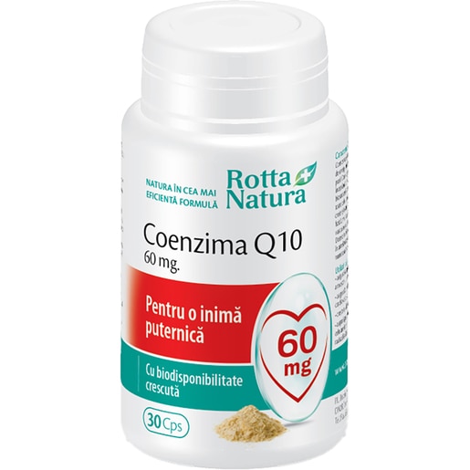 Supliment alimentar Coenzima Q10 60mg, 30 capsule, ROTTA NATURA Supliment alimentar Coenzima Q10 60mg, 30 capsule, ROTTA NATURA