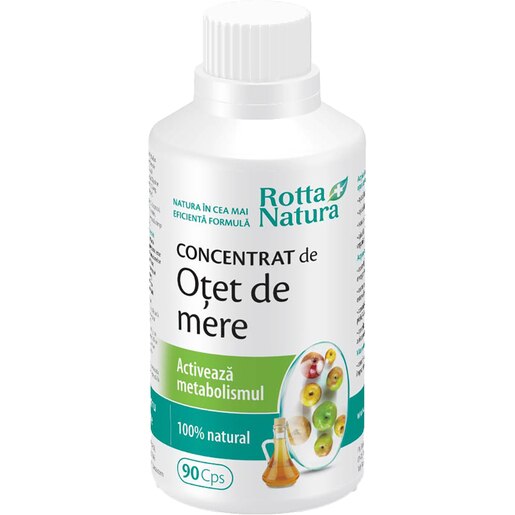 Supliment alimentar Concentrat de Otet de mere, Vitamina B si E, 90 capsule, ROTTA NATURA Supliment alimentar Concentrat de Otet de mere, Vitamina B si E, 90 capsule, ROTTA NATURA
