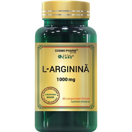 Supliment alimentar L-arginina 1000 mg, 60 tablete, COSMO PHARM Supliment alimentar L-arginina 1000 mg, 60 tablete, COSMO PHARM