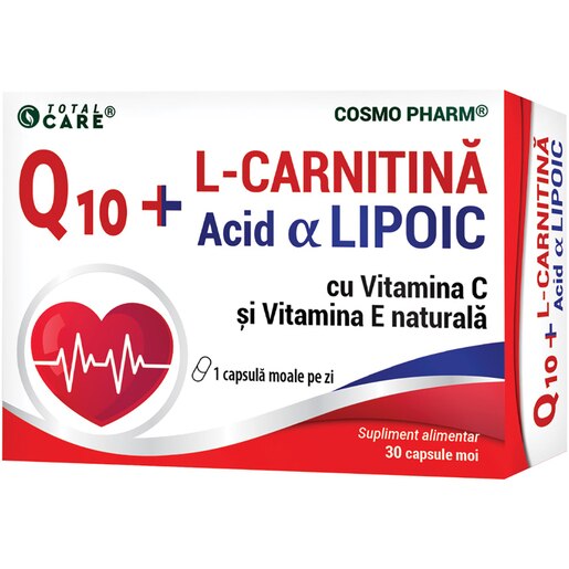 Supliment alimentar Q10 L-carnitina si Acid Alfa Lipoic, 30 capsule, COSMO PHARM Supliment alimentar Q10 L-carnitina si Acid Alfa Lipoic, 30 capsule, COSMO PHARM