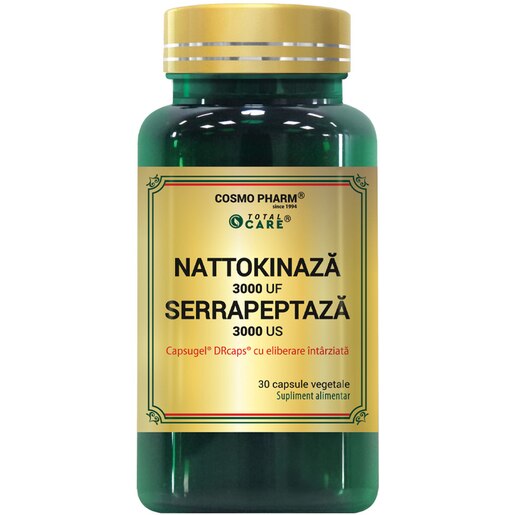 Supliment alimentar Nattokinaza Serrapeptaza, 30 capsule, COSMO PHARM Supliment alimentar Nattokinaza Serrapeptaza, 30 capsule, COSMO PHARM