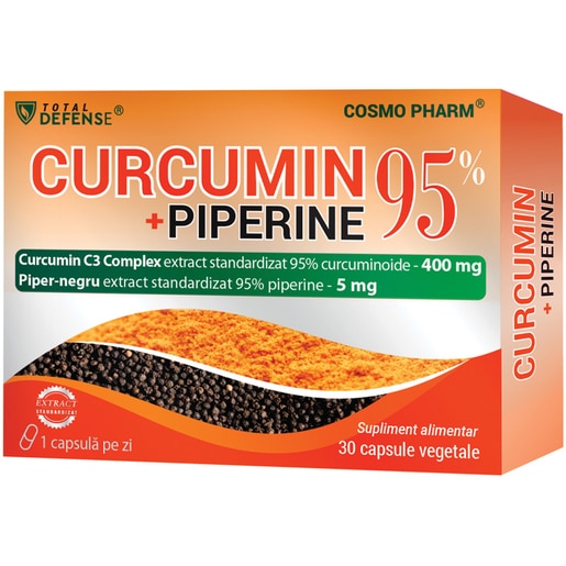 Supliment alimentar Curcumin Piperine 95%, 30 capsule, COSMO PHARM Supliment alimentar Curcumin Piperine 95%, 30 capsule, COSMO PHARM