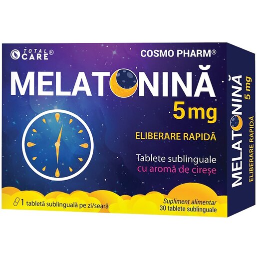 Supliment alimentar Melatonina eliberare rapida 5 mg, 30 tablete, COSMO PHARM Supliment alimentar Melatonina eliberare rapida 5 mg, 30 tablete, COSMO PHARM