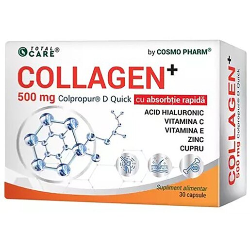 Supliment alimentar Collagen 500 mg, 30 capsule, COSMO PHARM Supliment alimentar Collagen 500 mg, 30 capsule, COSMO PHARM