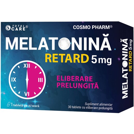 Supliment alimentar Melatonina 5 mg Retard, 30 tablete, COSMO PHARM Supliment alimentar Melatonina 5 mg Retard, 30 tablete, COSMO PHARM