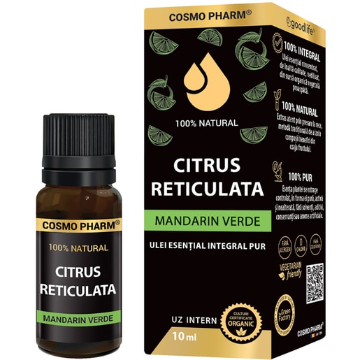 Ulei esential Mandarin Verde, 10 ml, COSMO PHARM Ulei esential Mandarin Verde, 10 ml, COSMO PHARM