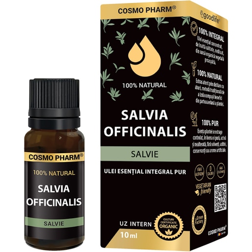 Ulei esential Salvie, 10 ml, COSMO PHARM Ulei esential Salvie, 10 ml, COSMO PHARM
