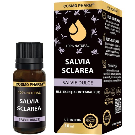 Ulei esential Salvie Dulce, 10 ml, COSMO PHARM Ulei esential Salvie Dulce, 10 ml, COSMO PHARM