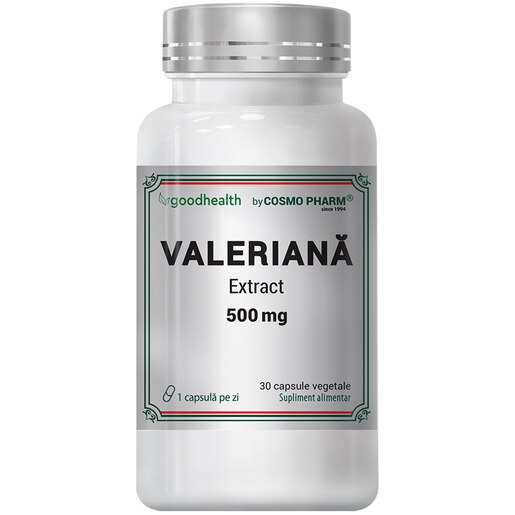 Supliment alimentar Valeriana extract 500 mg, 30 capsule, COSMO PHARM Supliment alimentar Valeriana extract 500 mg, 30 capsule, COSMO PHARM