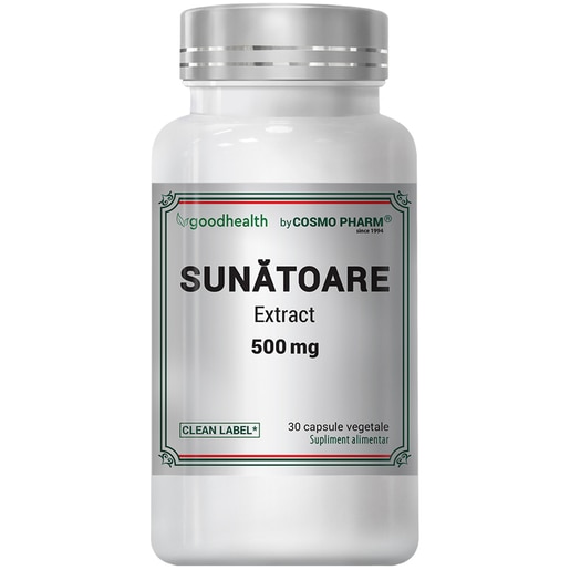 Supliment alimentar Sunatoare extract 500 mg, 30 capsule, COSMO PHARM Supliment alimentar Sunatoare extract 500 mg, 30 capsule, COSMO PHARM