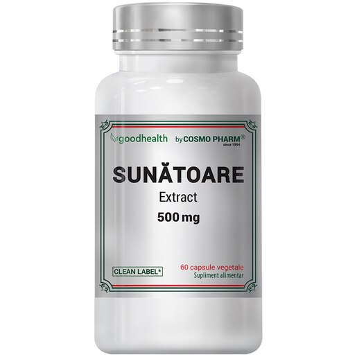 Supliment alimentar Sunatoare extract 500 mg, 60 capsule, COSMO PHARM Supliment alimentar Sunatoare extract 500 mg, 60 capsule, COSMO PHARM
