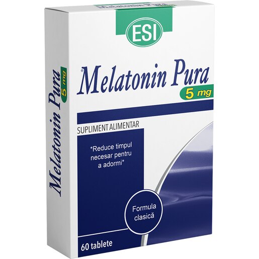 Supliment alimentar Melatonina pura 5 mg, 60 tablete, ESI Supliment alimentar Melatonina pura 5 mg, 60 tablete, ESI