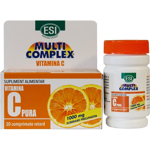 Supliment alimentar Vitamina C pura 1000 mg, 30 capsule, ESI Supliment alimentar Vitamina C pura 1000 mg, 30 capsule, ESI