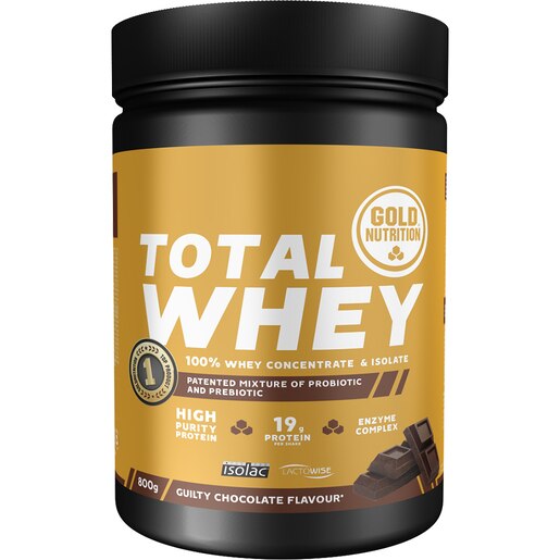 Pudra proteica Total Whey, ciocolata, 800 g, GOLDNUTRITION Pudra proteica Total Whey, ciocolata, 800 g, GOLDNUTRITION
