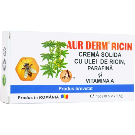 Supozitoare Aur Derm Ricin, 1.5 g x 10 bucati, LAUR MED Supozitoare Aur Derm Ricin, 1.5 g x 10 bucati, LAUR MED