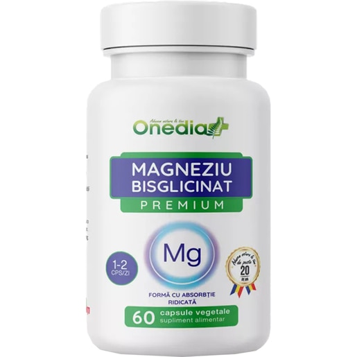 Supliment Magneziu Bisglicinat Premium, 60 capsule, ONEDIA Supliment Magneziu Bisglicinat Premium, 60 capsule, ONEDIA