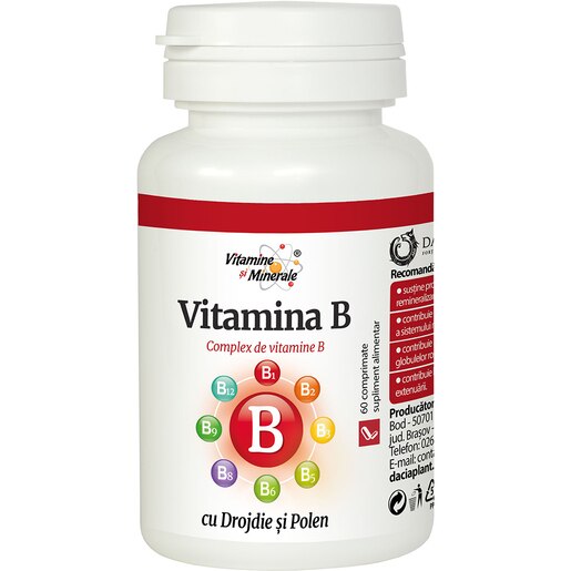 Supliment alimentar Vitamina B, 60 comprimate, DACIA PLANT Supliment alimentar Vitamina B, 60 comprimate, DACIA PLANT