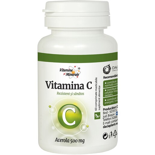Supliment alimentar Vitamina C, 60 comprimate, DACIA PLANT Supliment alimentar Vitamina C, 60 comprimate, DACIA PLANT