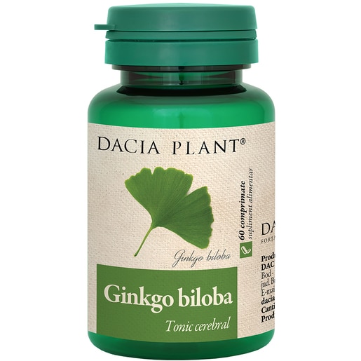 Supliment alimentar Ginkgo Biloba, 60 comprimate, DACIA PLANT Supliment alimentar Ginkgo Biloba, 60 comprimate, DACIA PLANT