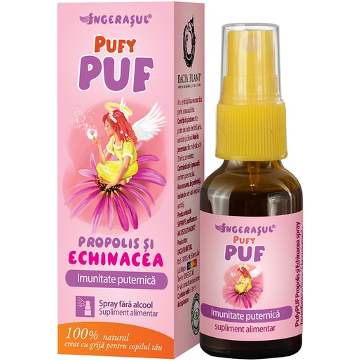 Supliment alimentar Spray PufyPuf cu extract de Propolist si Echinacea, 20 ml, DACIA PLANT Supliment alimentar Spray PufyPuf cu extract de Propolist si Echinacea, 20 ml, DACIA PLANT