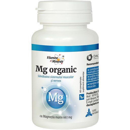 Supliment alimentar Magneziu Organic, 60 comprimate, DACIA PLANT Supliment alimentar Magneziu Organic, 60 comprimate, DACIA PLANT