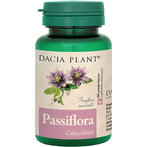 Supliment alimentar Passiflora, 60 comprimate, DACIA PLANT Supliment alimentar Passiflora, 60 comprimate, DACIA PLANT