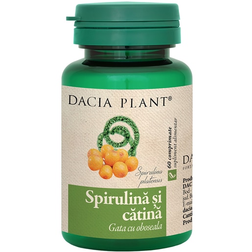 Supliment alimentar Spirulina si Catina, 60 comprimate, DACIA PLANT Supliment alimentar Spirulina si Catina, 60 comprimate, DACIA PLANT