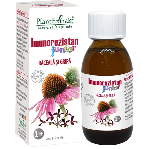 Supliment alimentar Sirop Imunorezistan Junior Raceala si Gripa, 125 ml, PLANTEXTRAKT Supliment alimentar Sirop Imunorezistan Junior Raceala si Gripa, 125 ml, PLANTEXTRAKT