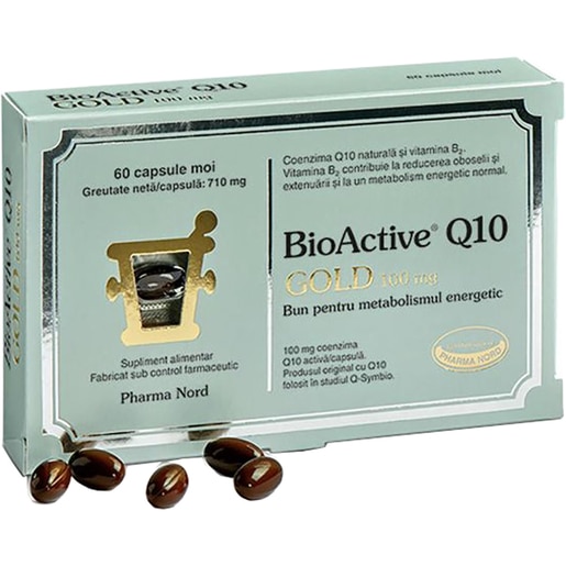 Supliment alimentar Bio Active Q10 Gold 100 mg, 60 capsule moi, PHARMA NORD Supliment alimentar Bio Active Q10 Gold 100 mg, 60 capsule moi, PHARMA NORD