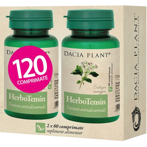 Pachet supliment alimentar Herbotensin, 2 x 60 comprimate, DACIA PLANT Pachet supliment alimentar Herbotensin, 2 x 60 comprimate, DACIA PLANT